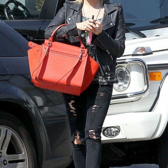 Auth CELINE Trapeze Small Red Leather Suede Womens Handbag - Picture 15 of 15